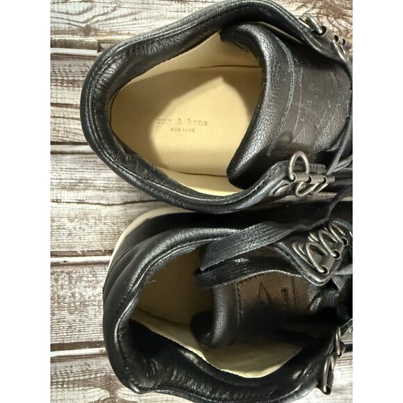 Rag & Bone Kent High Top Leather Sneakers  Size 37 US 7 Color Black New In Box - Picture 5 of 10